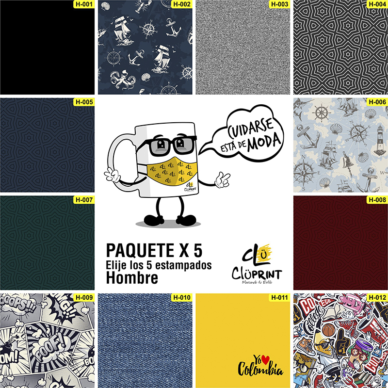 Diseños masculinos para tapabocas