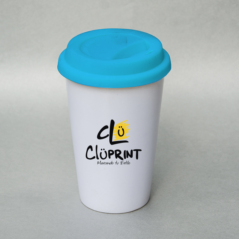 Mug tapa silicona azul