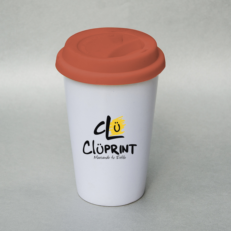 Mug tapa silicona naranja